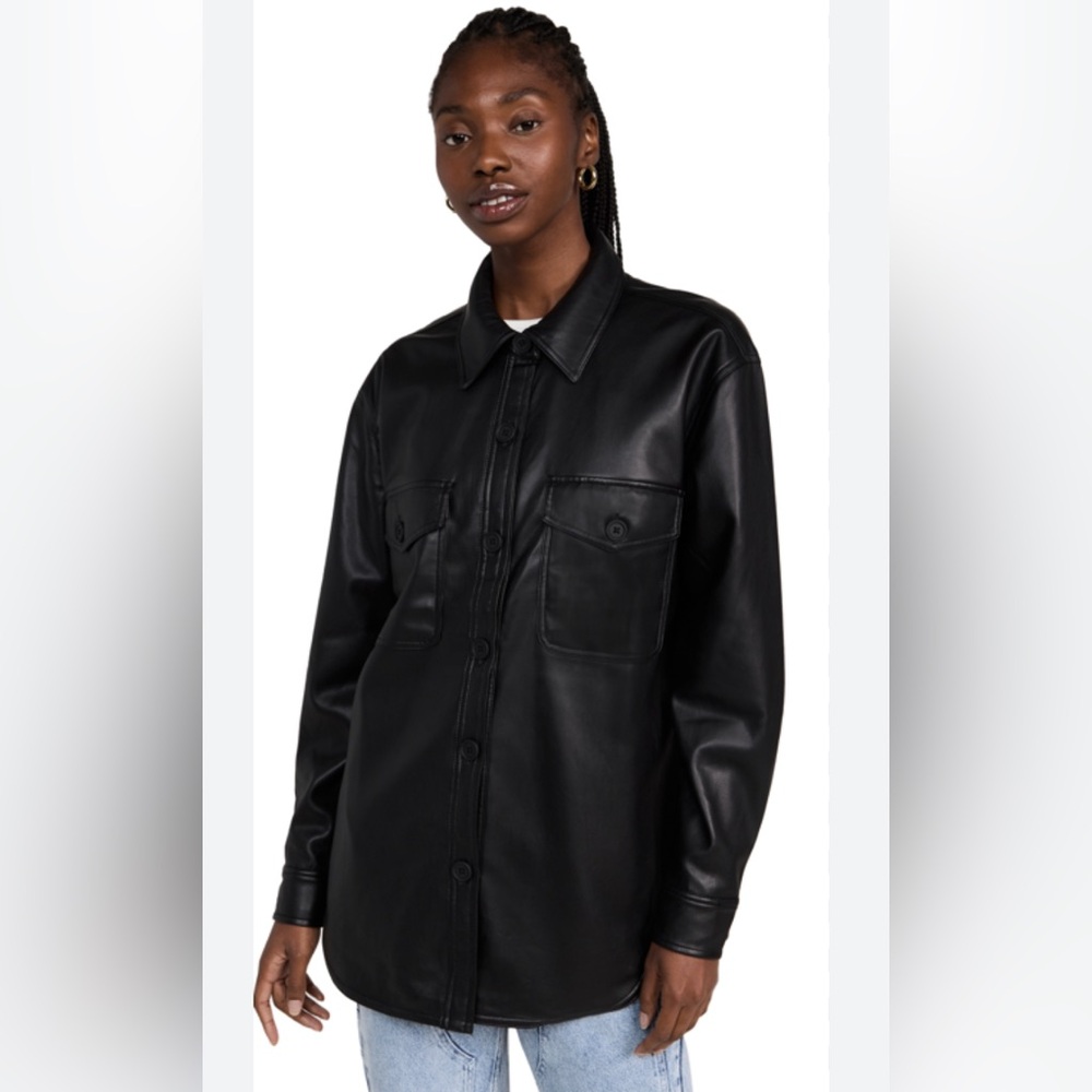 Good American better than leather black Shacket jacket small medium s/m new